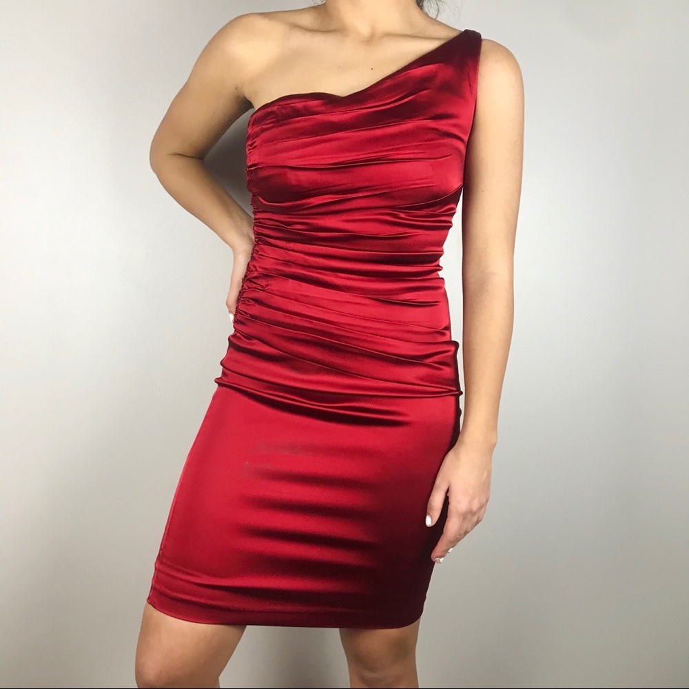 4x$35*JAX Satin One Shoulder strap Mid Party Dress